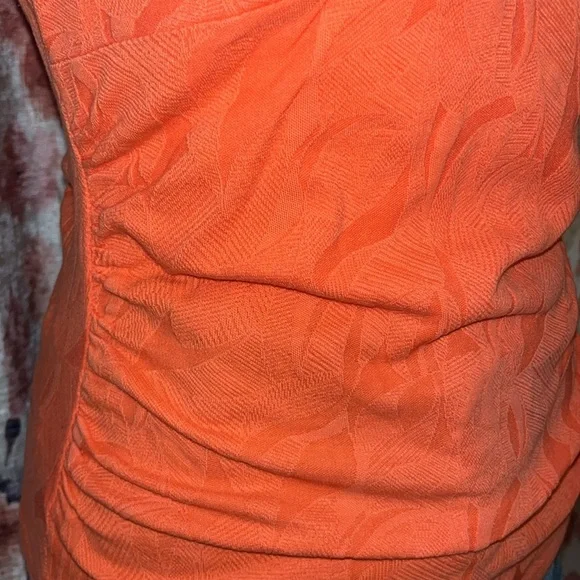 Ann Taylor Orange Textured Short Sleeve Blouse - Picture 4 of 13